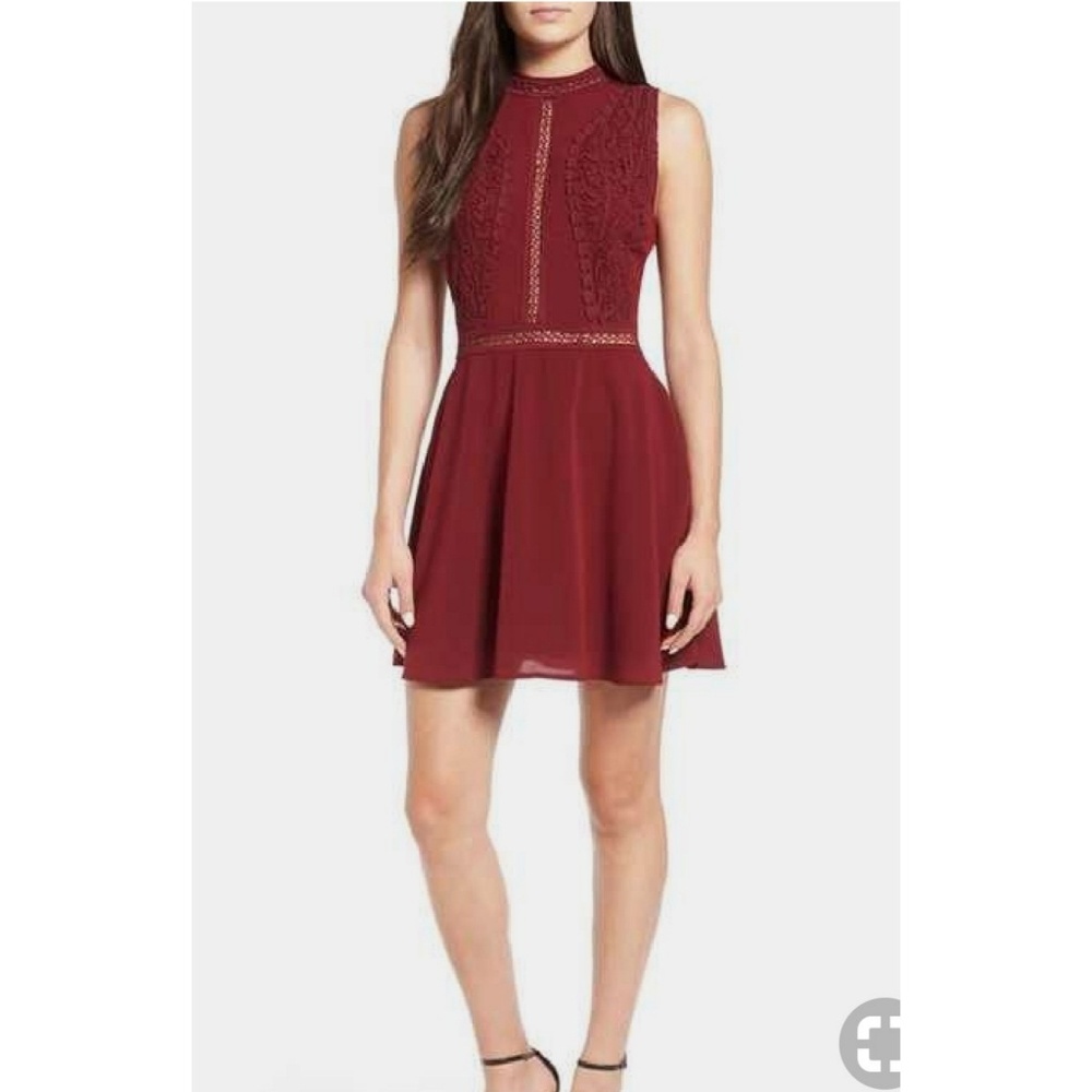 Storee Crochet Fit and Flare Dress